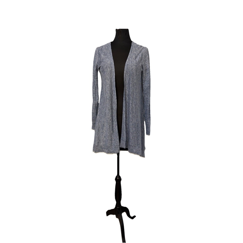 Tahari Heathered blue 100% linen long Open cardigan sweater Vacation Beach